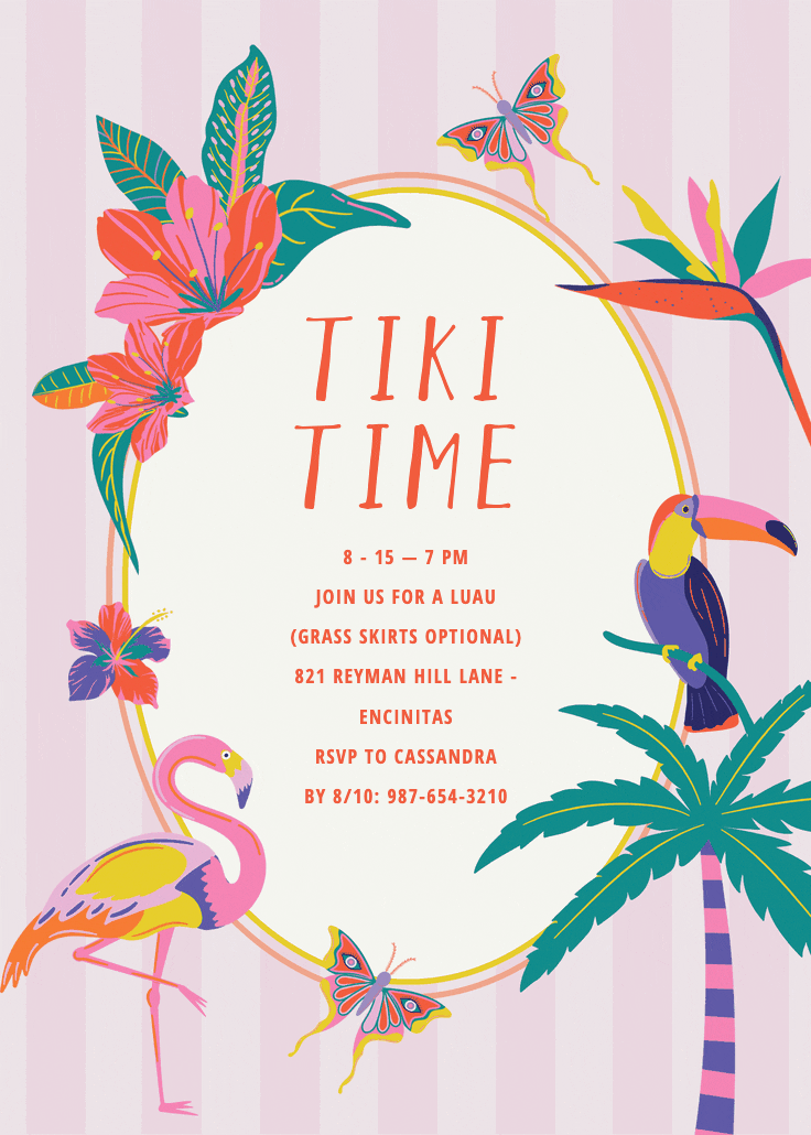 Retro tropics - luau party invitation
